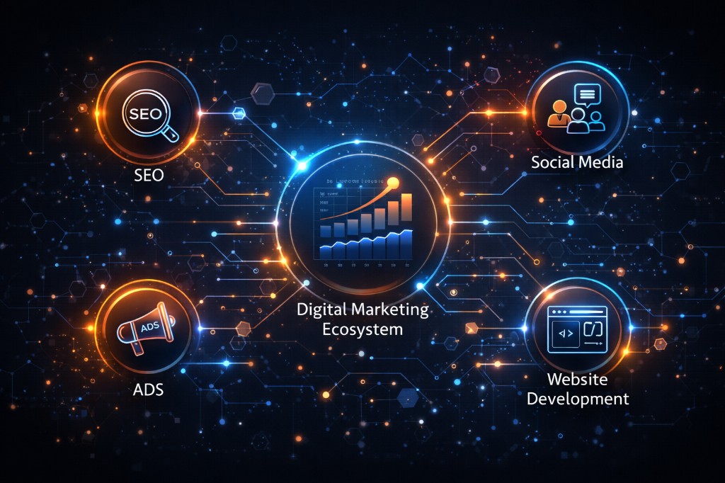 Digital marketing ecosystem visual